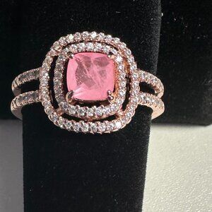 Bomb Party Women's (10) Ring - Pink Smithsonite w/Genuine Quartz "New"
